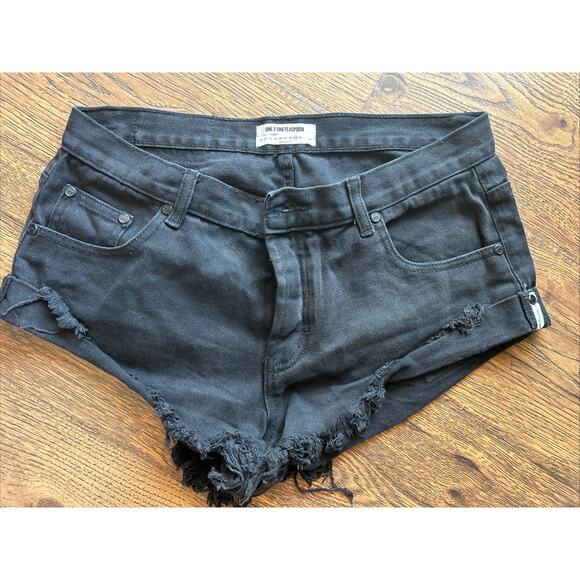 One Teaspoon Shorts 29 Bandits Black Denim - Picture 1 of 7